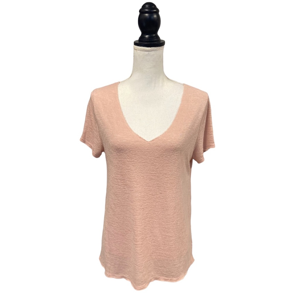 Aeropostale Raw Edge V-Neck Loose Top Blush Pink Small